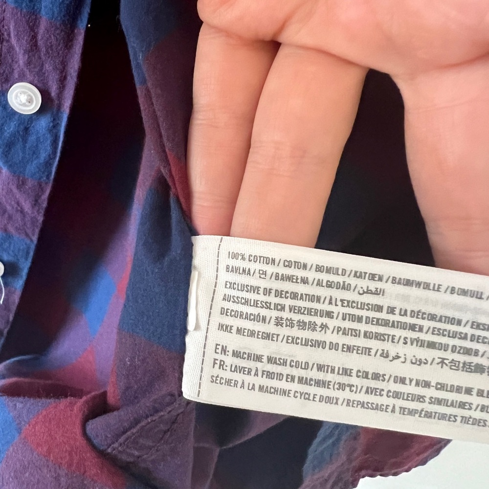 Blueberry & Raspberry Check Hollister XL Long Sleeve 100% Cotton Casual Shirt - Picture 10 of 10